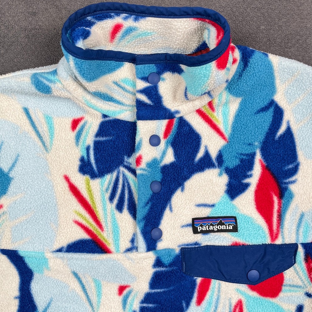 Patagonia Synchilla Snap-T Pullover Womens Small Blue Feathers Fleece 25455